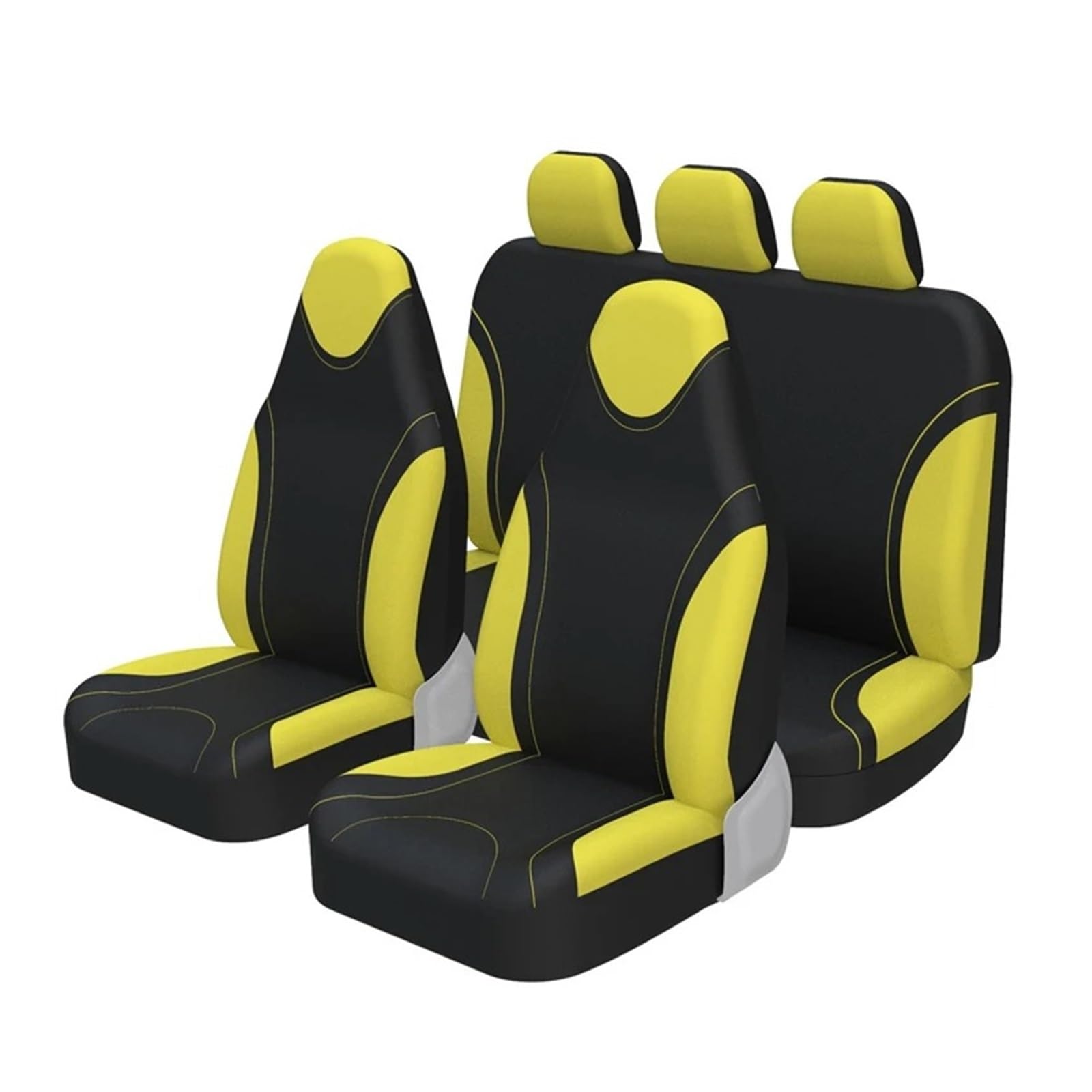 Sitzbezüge Auto Für Seat Für Ibiza Komplettset Schalensitzschutz Mit Hoher Rückenlehne Universelle Autositzbezüge Sitzbezüge Auto Set(Full Yellow) von HOLIV