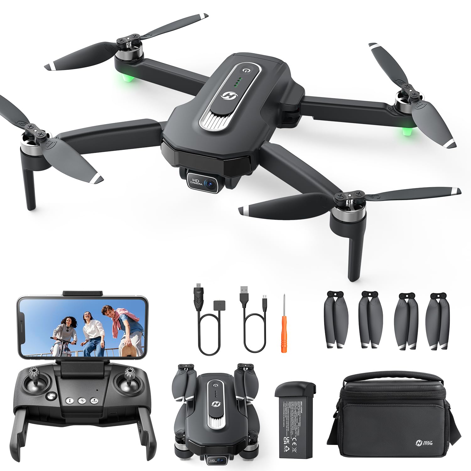 Holy Stone GPS Drohne mit Kamera 4K für Anfänger, HS460 Drohnen mit 26 Min. Lange Flugzeit, Bürstenloser Motor, Follow Me, Rückkehr, 5G FPV Übertragung faltbare Kameradrohne unter 249g für Erwachsene von HOLY STONE