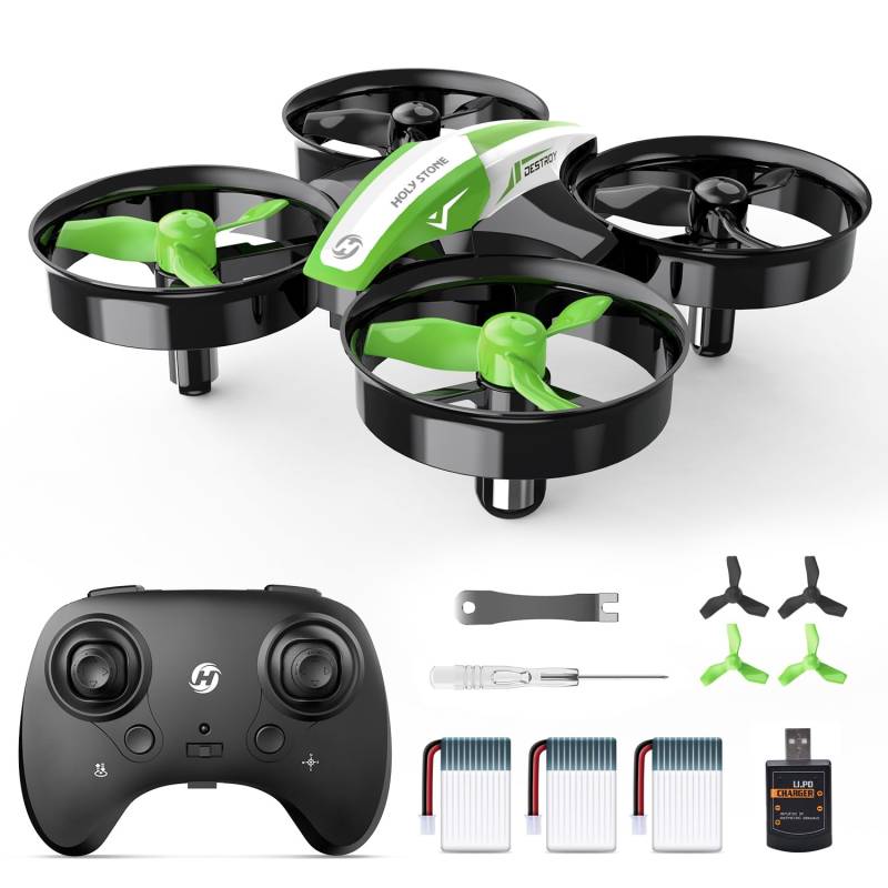 Holy Stone HS210 Mini Drohne für Kinder, RC Quadrocopter Helikopter Ferngesteuert mit 3 Akkus 21 Min. Lange Flugzeit,Automatische Höhenhaltung,3D Flips,Headless Modus Ideal für Anfänger Jungen,grün,C0 von HOLY STONE