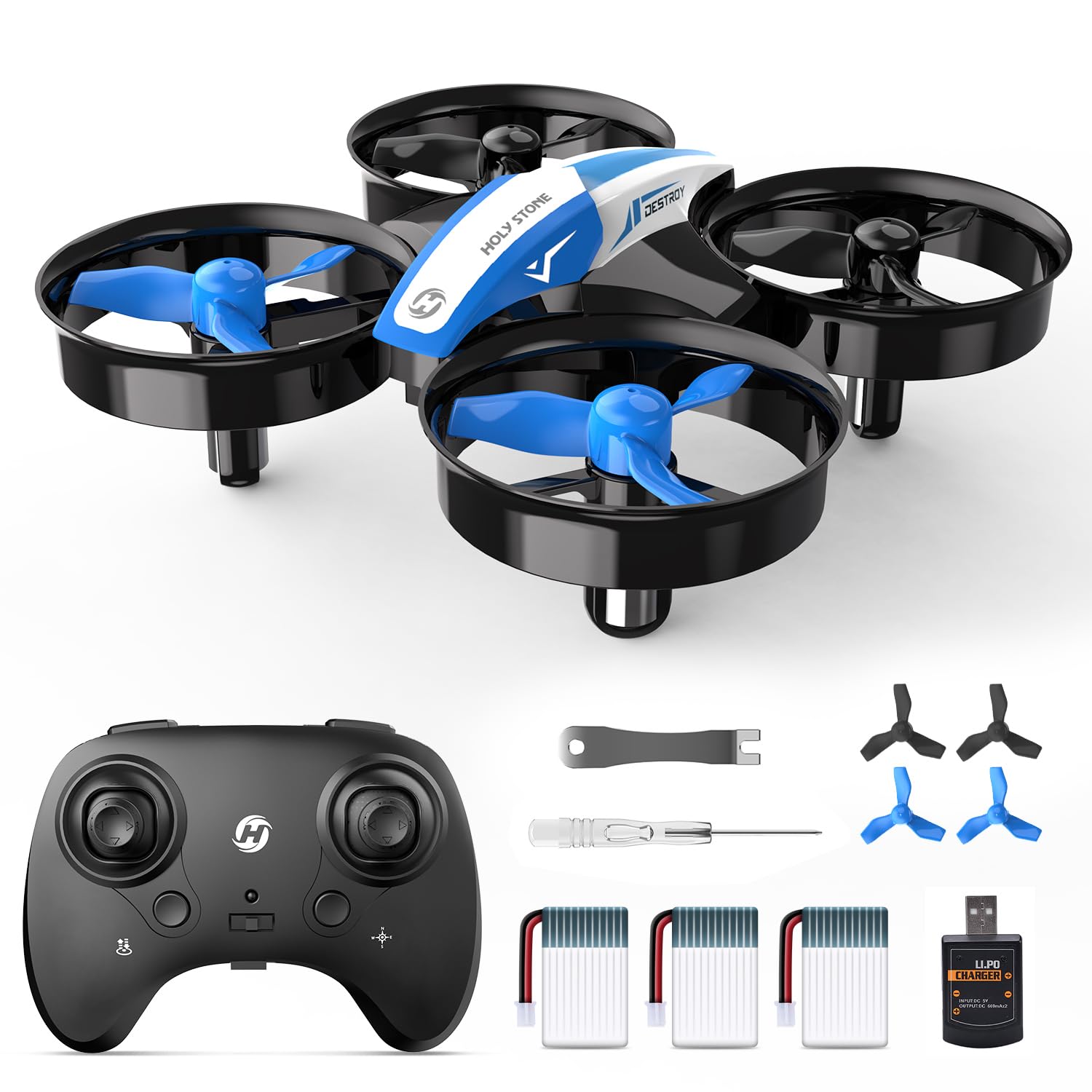 Holy Stone HS210 Mini Drohne für Kinder,RC Quadrocopter Nano Drone mit 3 Akkus 21 Min. Lange Flugzeit, Auto Höhenhaltung, 360° Rollen, Kopfloss Modus, One Key Start Indoor Geschenk Anfänger,Blau,C0 von HOLY STONE