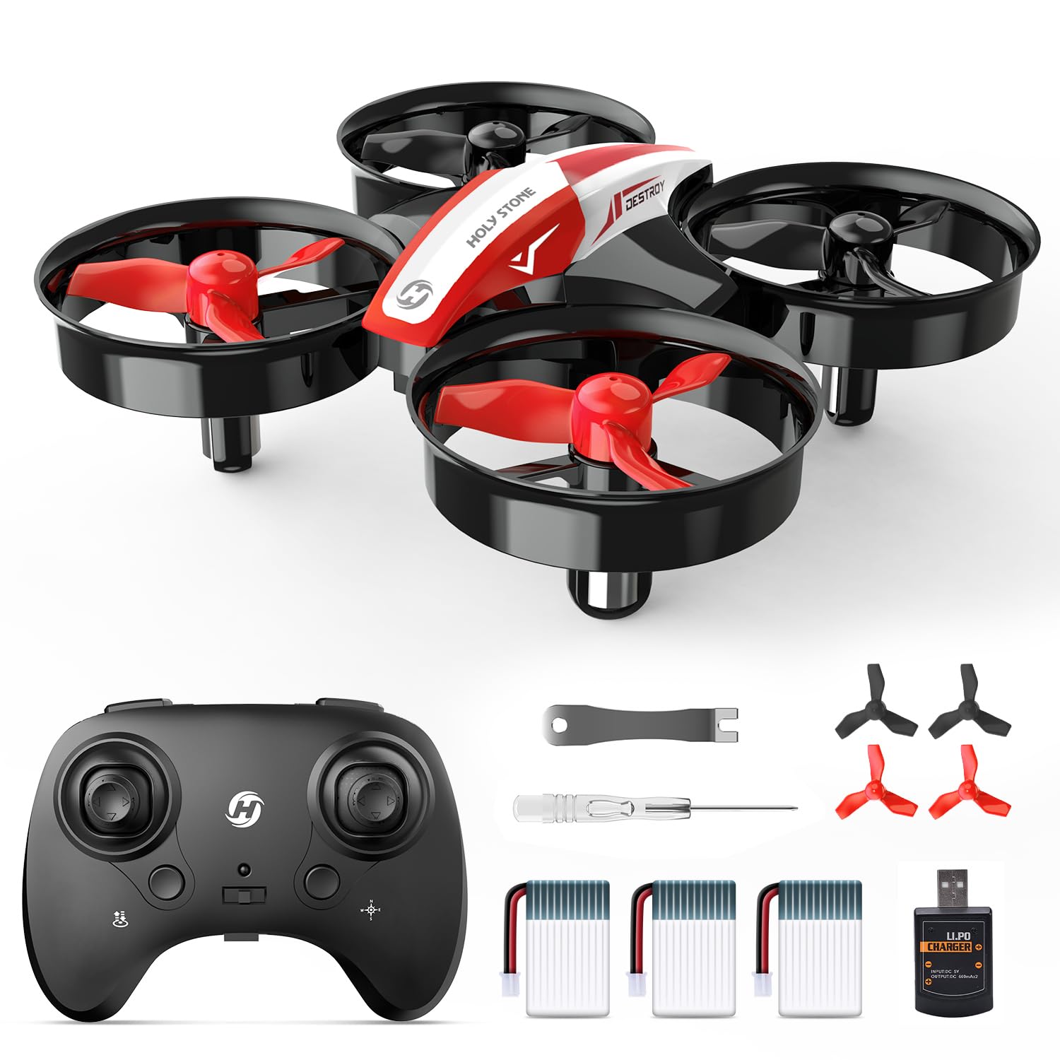 Holy Stone HS210 Mini Drohne für Kinder Anfänger,RC Quadcopter mit 3 Akkus Lange Flugzeit,Automatische Höhenhaltung,3D Flips,Headless Modus,One Key Start Geschenk Spielzeug für Jungen Mädchen Rot, C0 von HOLY STONE