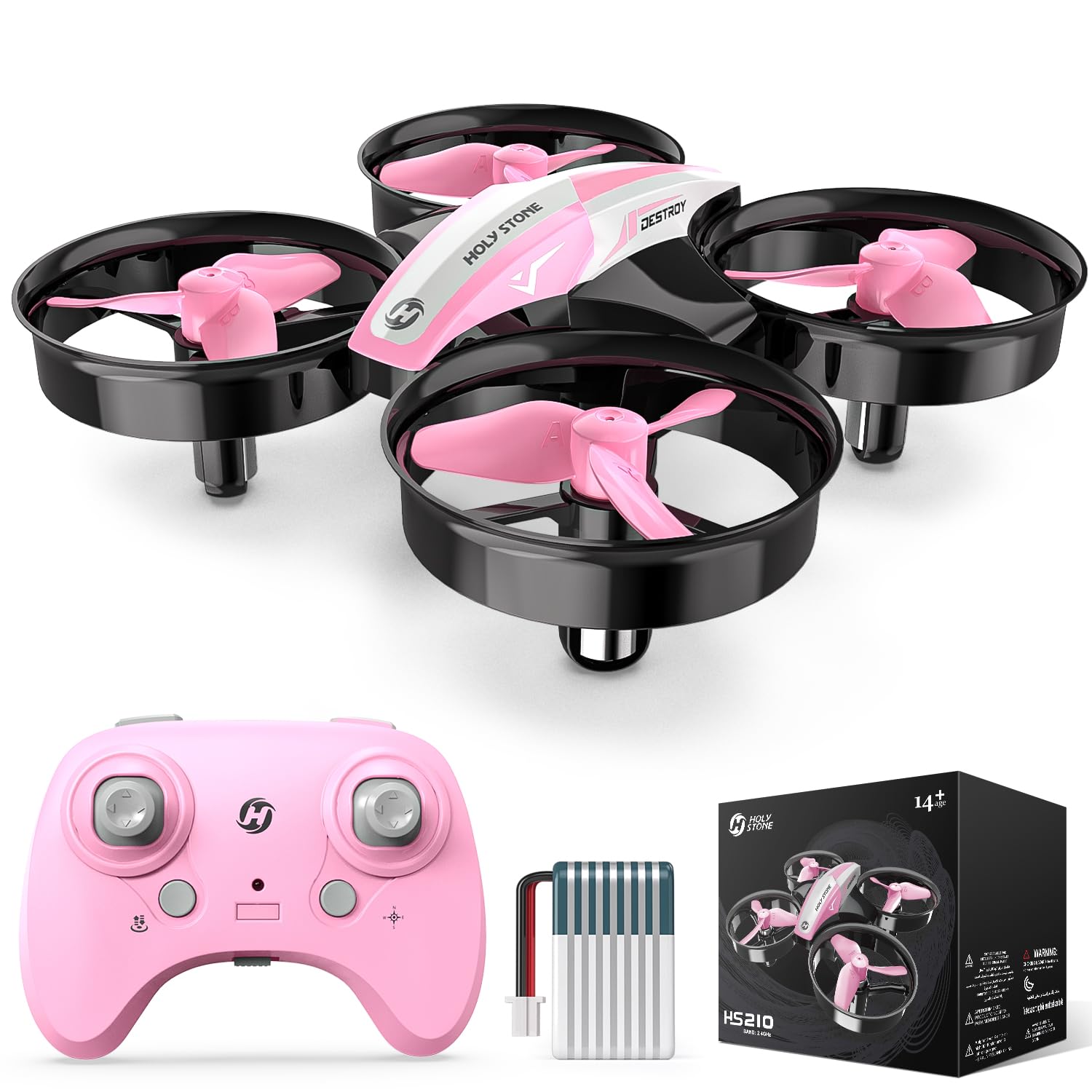 Holy Stone HS210 Mini Drohne für Kinder und Anfänger,RC Quadrocopter Drohnen mit Automatische Höhenhaltung,360°Rollen,Kopfloss Modus,One Key Start Geschenk Spielzeug für Jungen Mädchen,Rosa,C0 von HOLY STONE