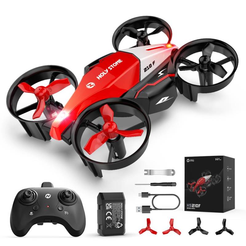 Holy Stone HS210F Mini Drohne für Kinder, 2 in 1 RC Quadrocopter mit Landmodus and Flugmodus, One Key Start Höhenhaltung, 3D Flips, Headless Modus Spielzeug Geschenke für Jungen Rot,C0 von HOLY STONE