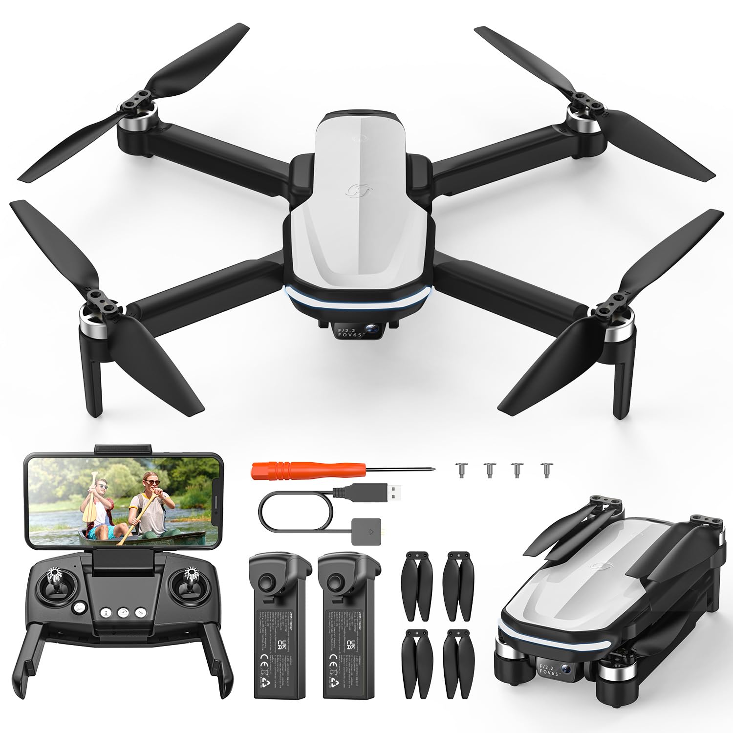 Holy Stone HS280D Drohne mit Kamera 1080P,RC Faltbare FPV Drone mit 2 Akkus Lange Flugzeit,Bürstenloser Motor,Gestensteuerung,Outdoor Komplettset Quadrocopter für Kinder Anfänger,C0 von HOLY STONE