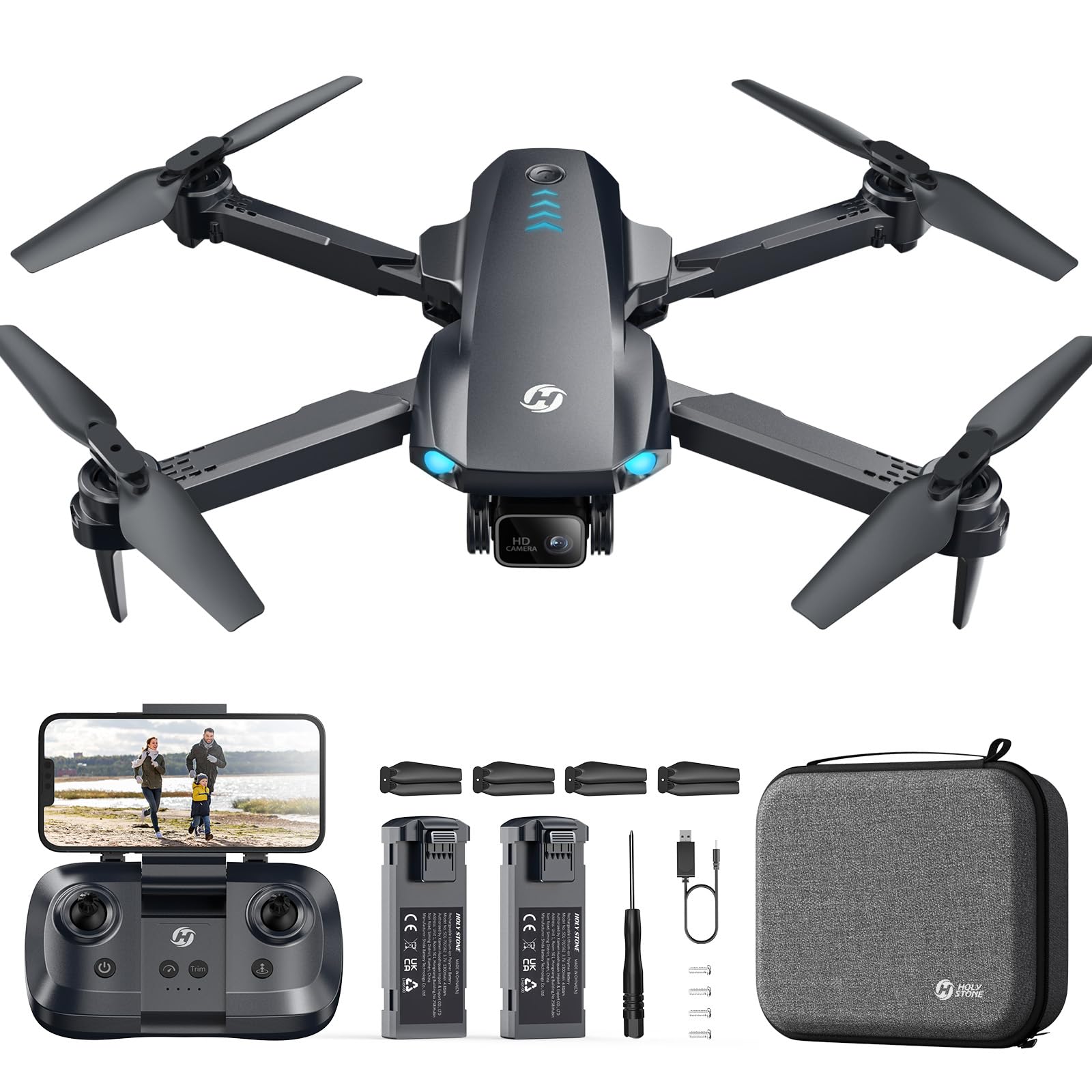 Holy Stone HS290 Faltbare Drohne mit Kamera 1080P für Anfänger, RC Drohnen mit FPV Übertragung, Lange Flugzeit, APP Steuerung, Optisch-Fluss Kameradrohnen komplettset Spielzeug Geschenke für Kinder,C0 von HOLY STONE