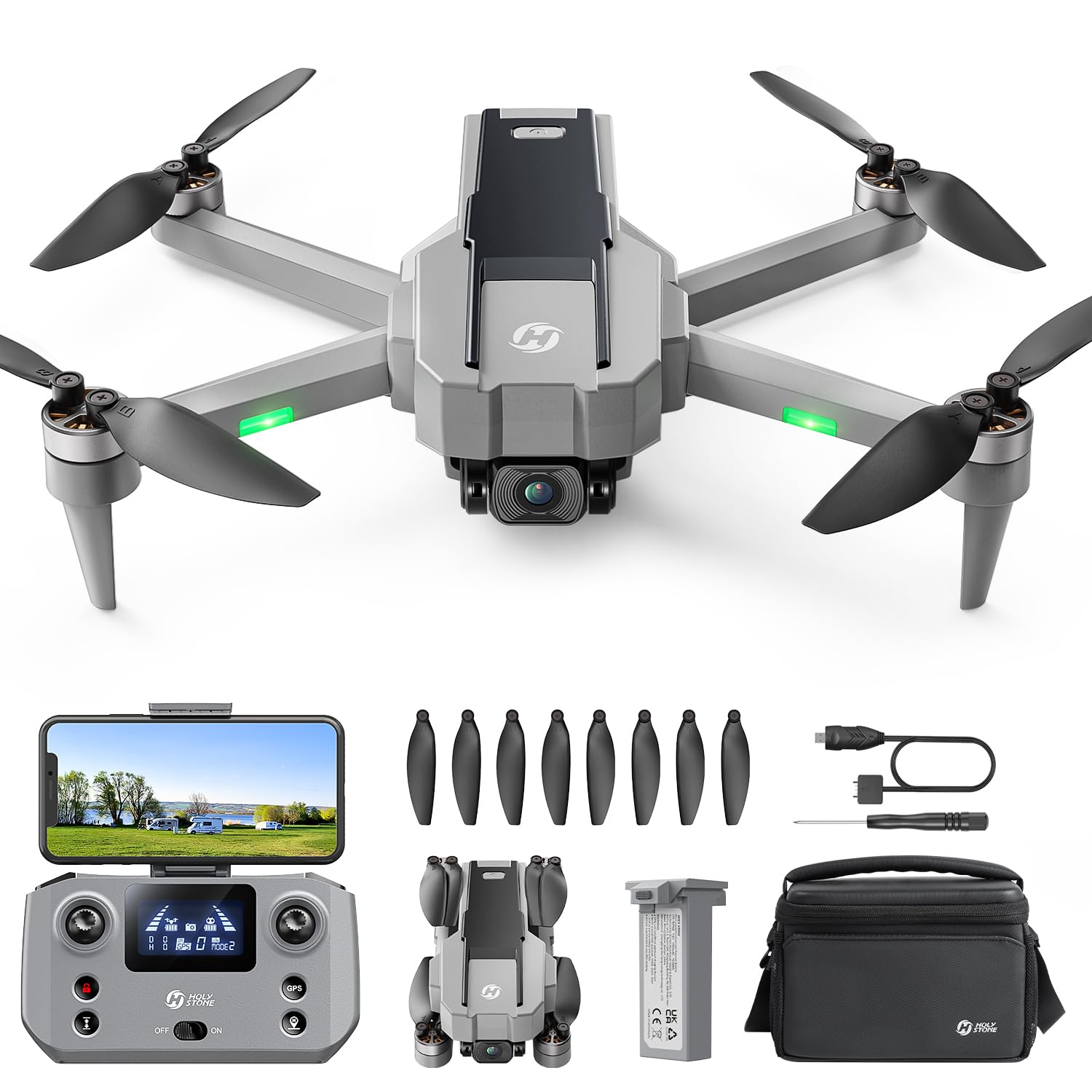 Holy Stone HS440G Drohne mit 4K Kamera für Erwachsene, 23 Min. Lange Flugzeit, Bürstenloser Motor, GPS Follow Me, Auto Rückkehr, 5G FPV Übertragung, faltbare Kameradrohne unter 249 g für Anfänger, C0 von HOLY STONE