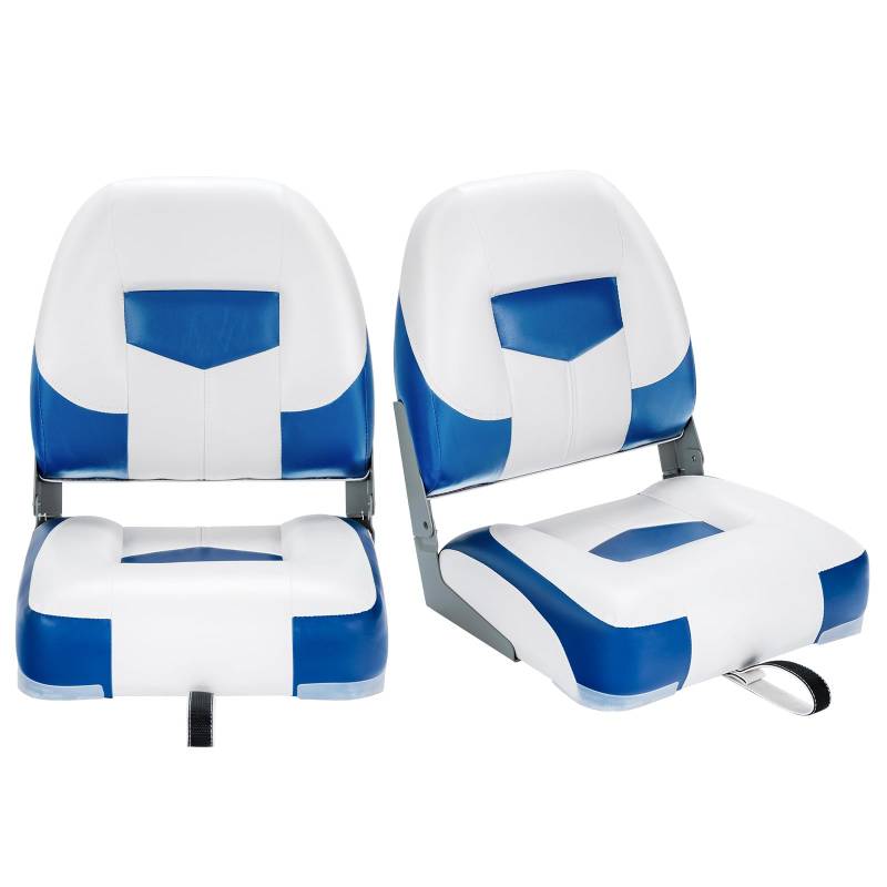 HOMASIS Set mit 2 klappbaren Bootssitzen, Bootsstuhl mit Schaumstoffpolsterung, ergonomischer Yachtsitz mit Gurten und Befestigungsschrauben, Boot zum Angeln, Piloten, 50 x 42 x 52 cm (Blau) von HOMASIS