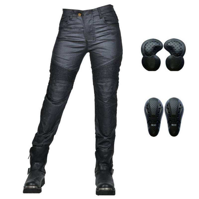 HOMDECR Damen Slim Fit Motorrad Jeans Mit Protektoren Knie Und Hüftprotektoren Stretch Slim Fit Denim Motorradhose Cargo Motorradjeans Schutzhose Biker Pants (2XL) von HOMDECR