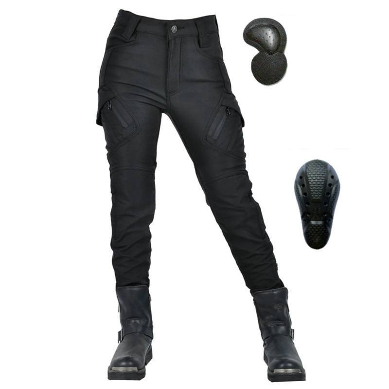 HOMDECR Damen Slim Fit Motorrad Jeans Mit Protektoren Knie Und Hüftprotektoren Stretch Slim Fit Denim Motorradhose Cargo Motorradjeans Schutzhose Biker Pants (4XL) von HOMDECR