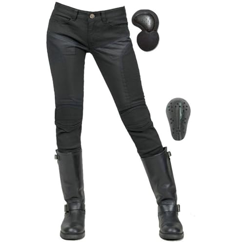 HOMDECR Damen Slim Fit Motorrad Jeans Mit Protektoren Knie Und Hüftprotektoren Stretch Slim Fit Denim Motorradhose Cargo Motorradjeans Schutzhose Biker Pants (4XL) von HOMDECR