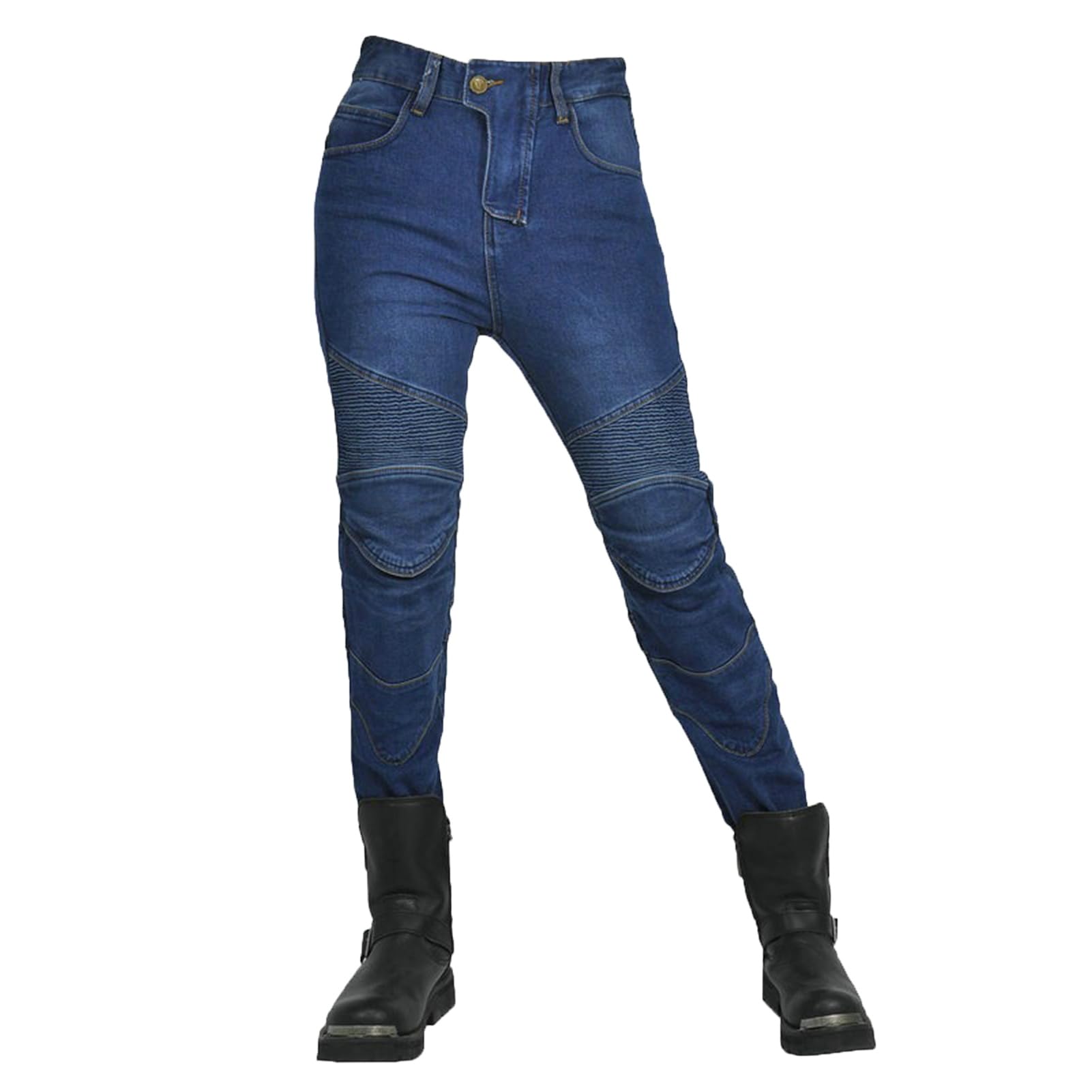 HOMDECR Damen Slim Fit Motorrad Jeans Mit Protektoren Knie Und Hüftprotektoren Stretch Slim Fit Denim Motorradhose Cargo Motorradjeans Schutzhose Biker Pants (Blau,3XL) von HOMDECR