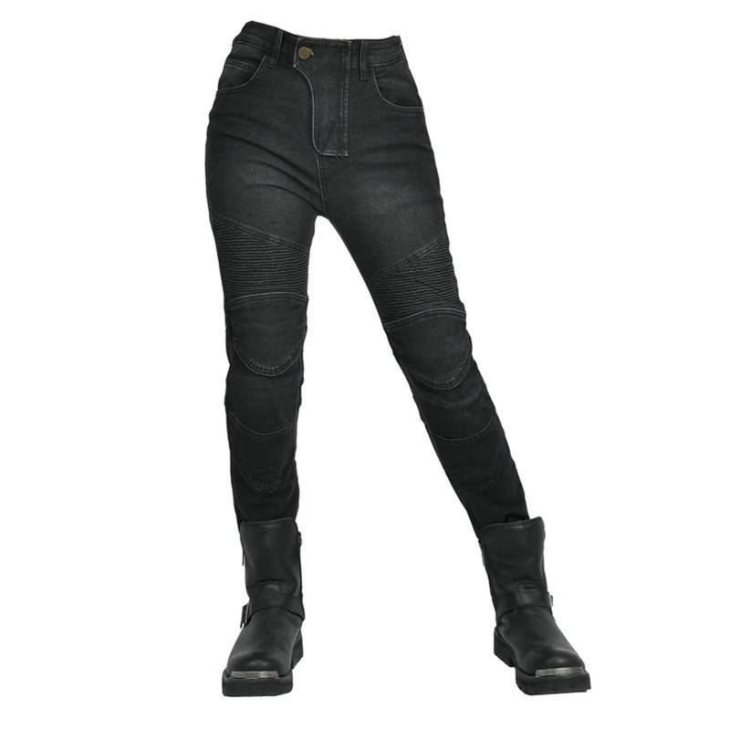 HOMDECR Damen Slim Fit Motorrad Jeans Mit Protektoren Knie Und Hüftprotektoren Stretch Slim Fit Denim Motorradhose Cargo Motorradjeans Schutzhose Biker Pants (Schwarz,S) von HOMDECR