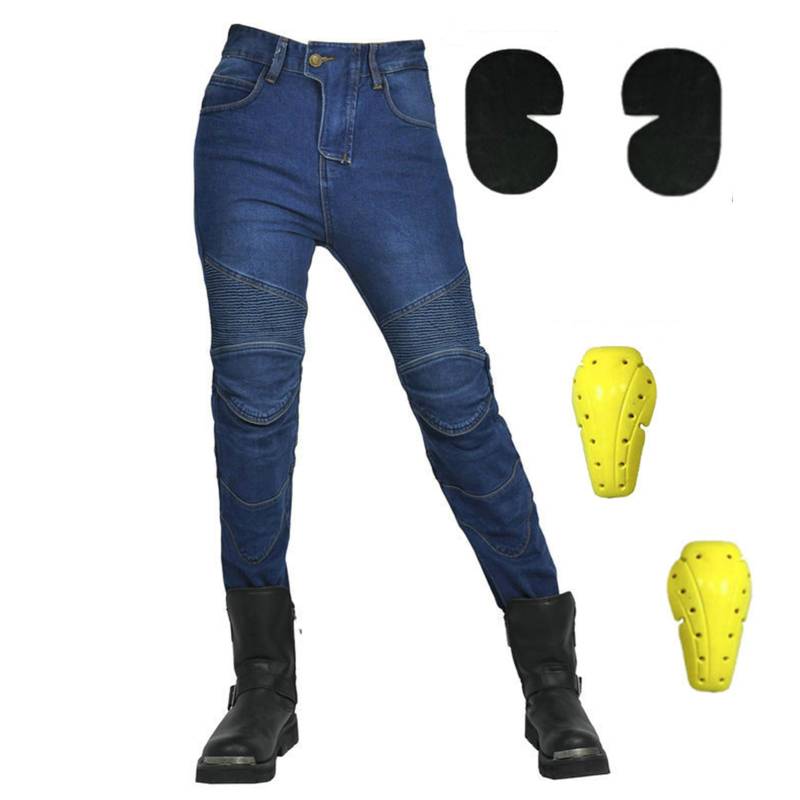 HOMDECR Herren/Damen Slim Fit Motorrad Jeans Mit Protektoren Knie Und Hüftprotektoren Stretch Slim Fit Denim Motorradhose Cargo Motorradjeans Schutzhose Biker Pants (Blau,L) von HOMDECR