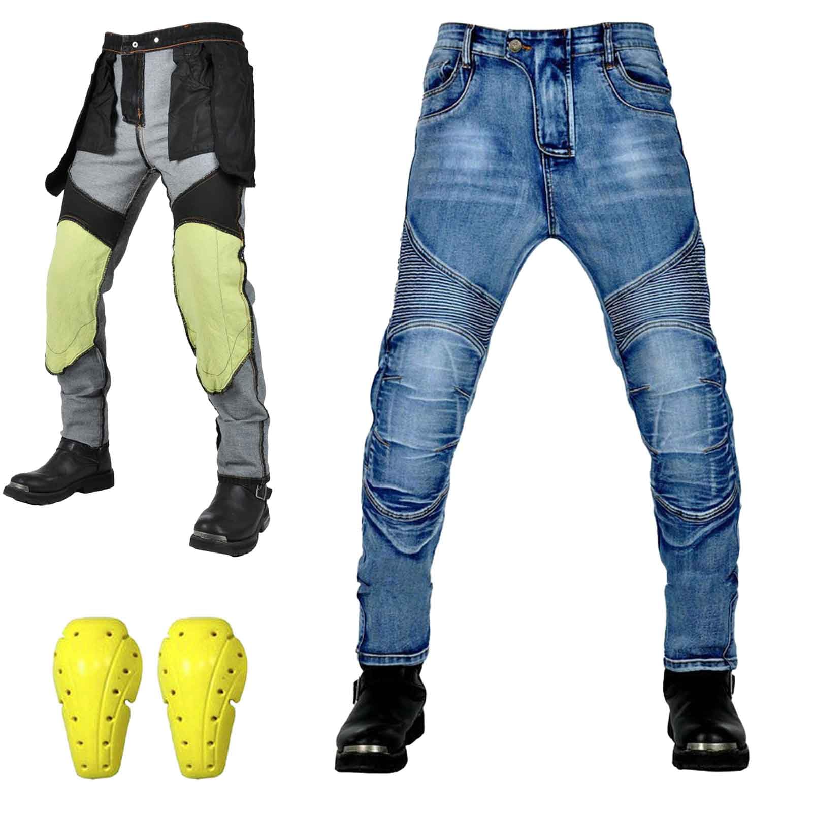 HOMDECR Herren Motorradhose, Aramid-Stoff-Stretch-Motorradjeans, Herren Motorradhose Mit Sicherheitsschutzausrüstung, Geeignet Für Alle Jahreszeiten (Blau,3XL) von HOMDECR