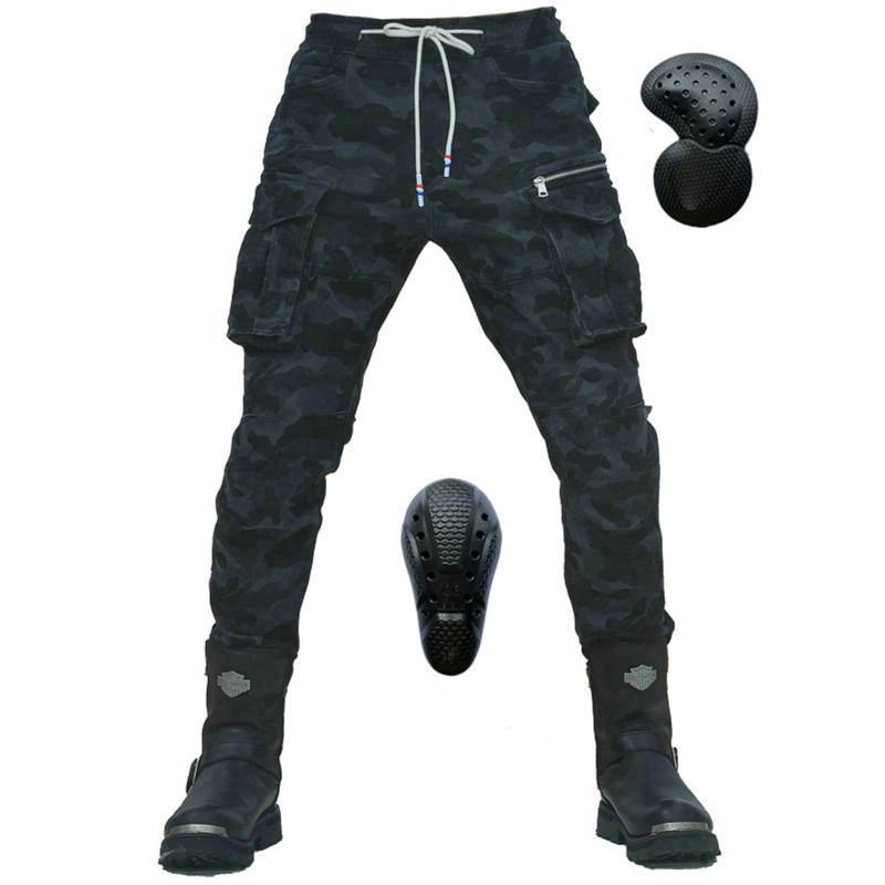 HOMDECR Herren Motorradhose,Motorradjeans Motorrad Hose Mit 2 Paar Protektoren An Hüfte Und KnieAbnehmbare Schutzhose, Atmungsaktivem, Verschleißfestem (Blau,4XL) von HOMDECR