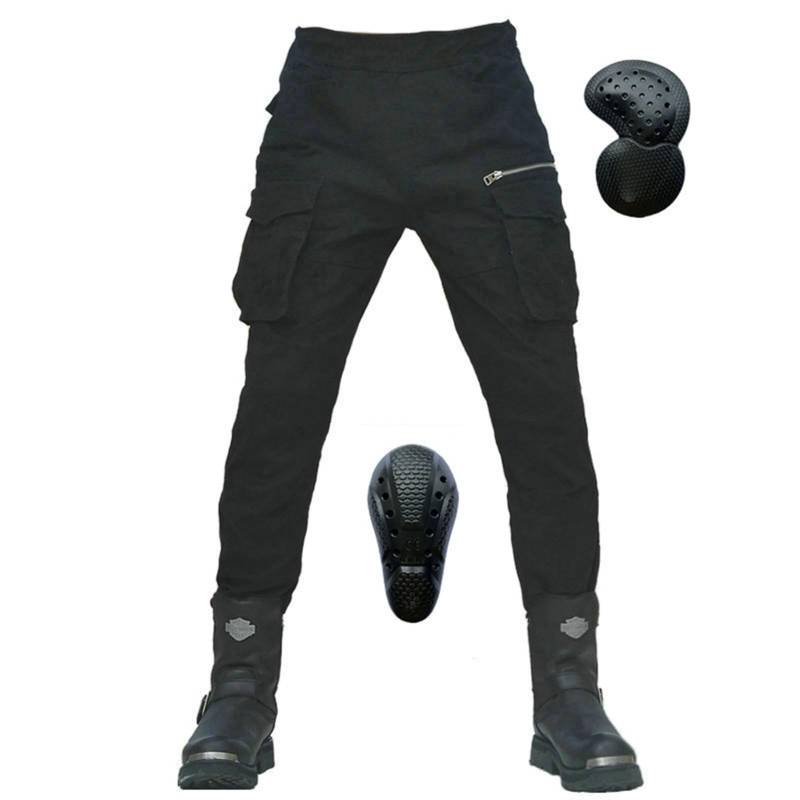 HOMDECR Herren Motorradhose,Motorradjeans Motorrad Hose Mit 2 Paar Protektoren An Hüfte Und KnieAbnehmbare Schutzhose, Atmungsaktivem, Verschleißfestem (Schwarz,2XL) von HOMDECR