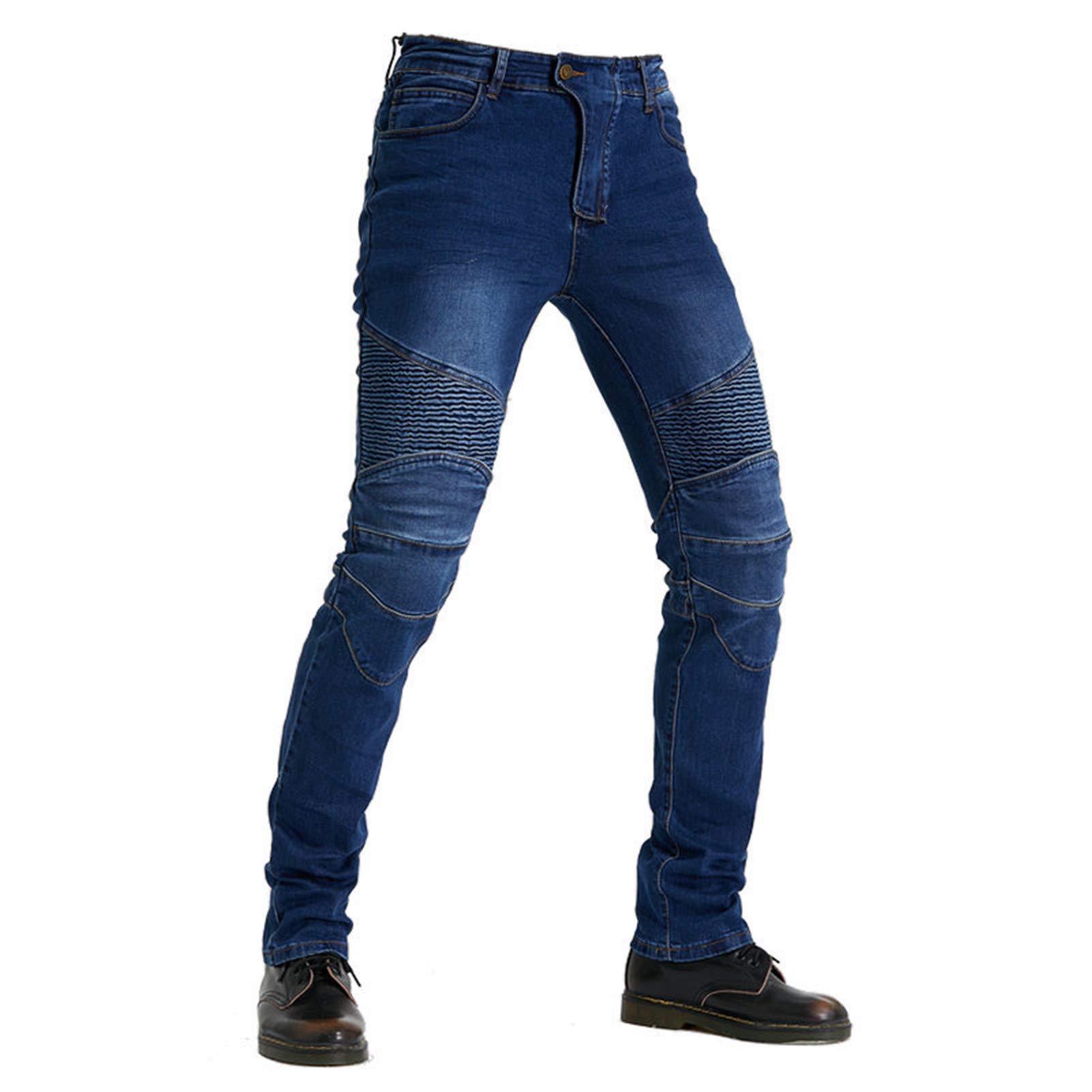 HOMDECR Herren Slim Fit Motorrad Jeans Mit Protektoren Knie Und Hüftprotektoren Stretch Slim Fit Denim Motorradhose Cargo Motorradjeans Schutzhose Biker Pants (Blau,XS) von HOMDECR