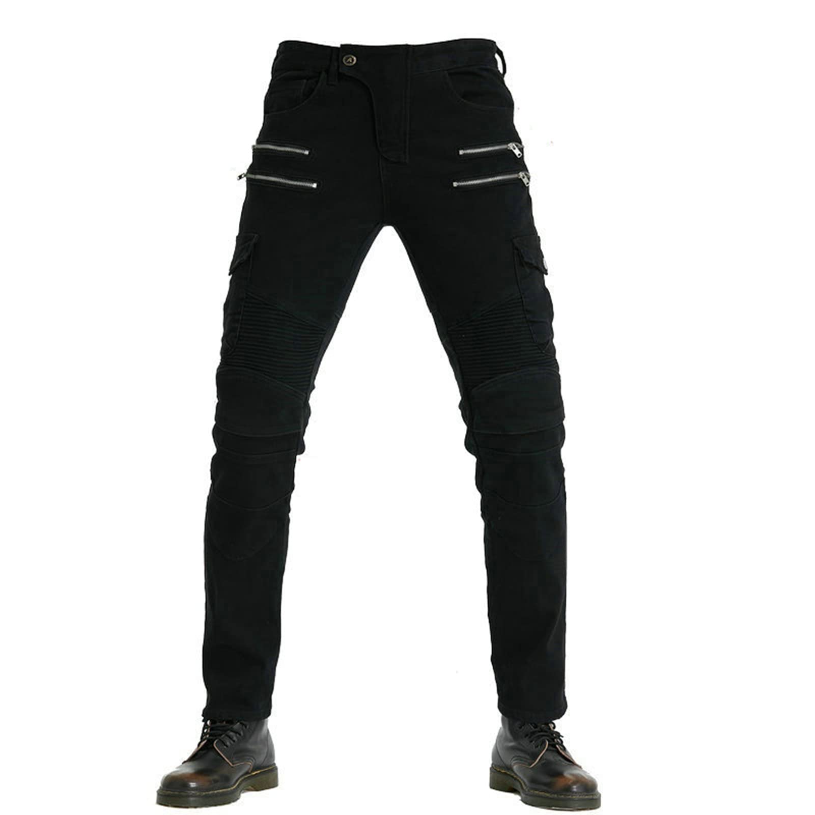 HOMDECR Herren Slim Fit Motorrad Jeans Mit Protektoren Knie Und Hüftprotektoren Stretch Slim Fit Denim Motorradhose Cargo Motorradjeans Schutzhose Biker Pants (Schwarz,L) von HOMDECR