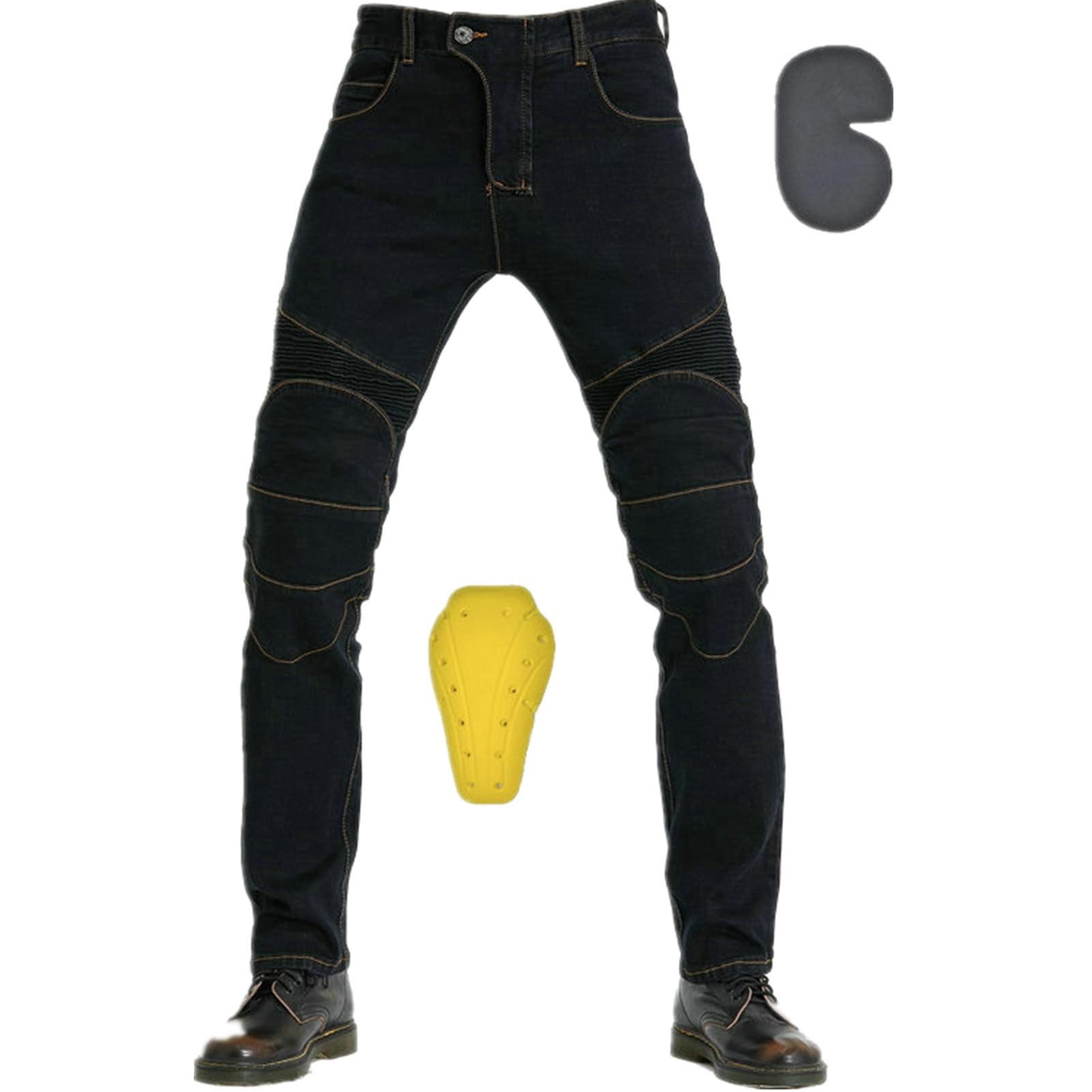 HOMDECR Herren Slim Fit Motorrad Jeans Mit Protektoren Knie Und Hüftprotektoren Stretch Slim Fit Denim Motorradhose Cargo Motorradjeans Schutzhose Biker Pants (Schwarz,L) von HOMDECR