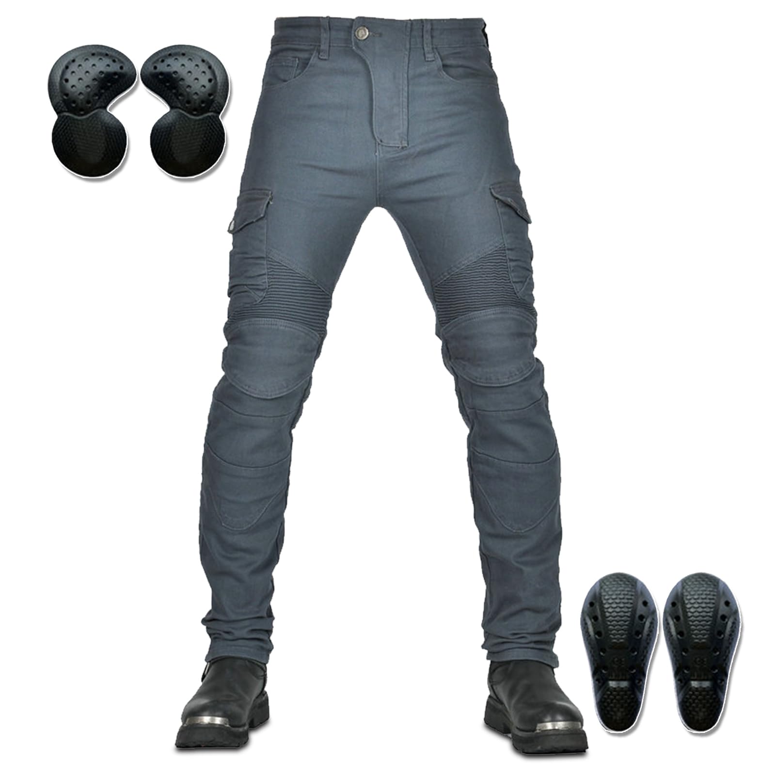 HOMDECR Motorcycle Trousers for Men/women,Cycling Motorbike Trousers Stretch Biker Biker Jeans, Sporty Motorcycle Trousers with Protectors, Motorcycle Protective Trousers (Grey,L) von HOMDECR