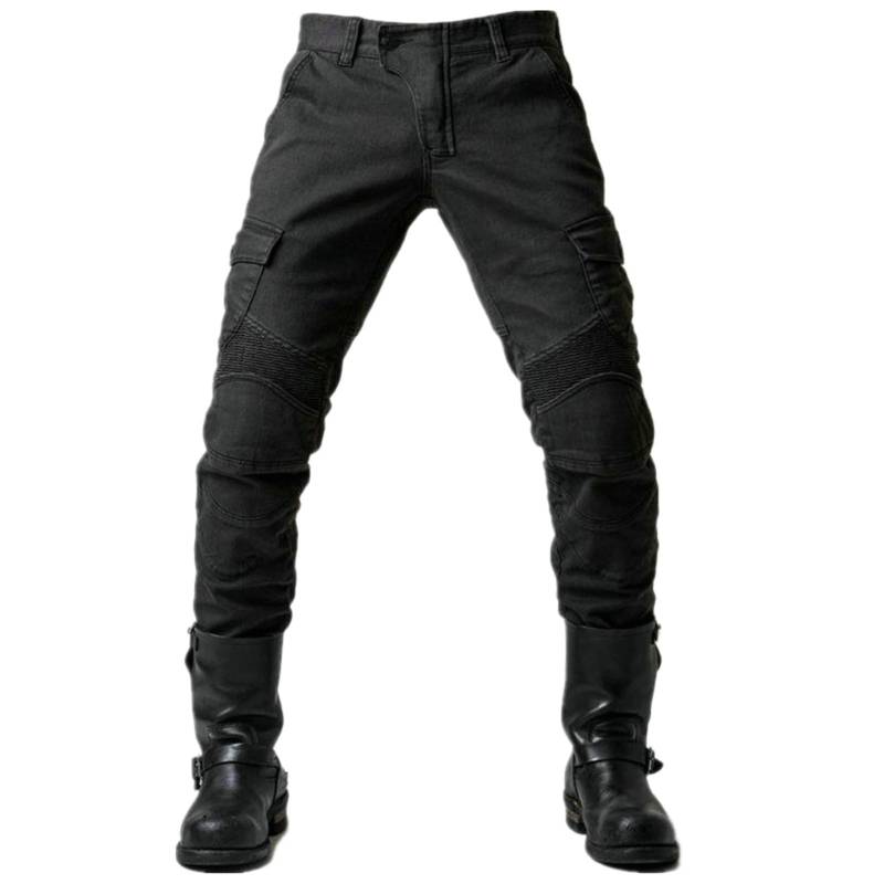 HOMDECR Motorrad-Jeanshose Für Herren,mit Protektoren Knie Und Hüftprotektoren Stretch Slim Fit Denim Motorradhose Cargo Motorradjeans Schutzhose Biker Pants (Schwarz,4XL) von HOMDECR