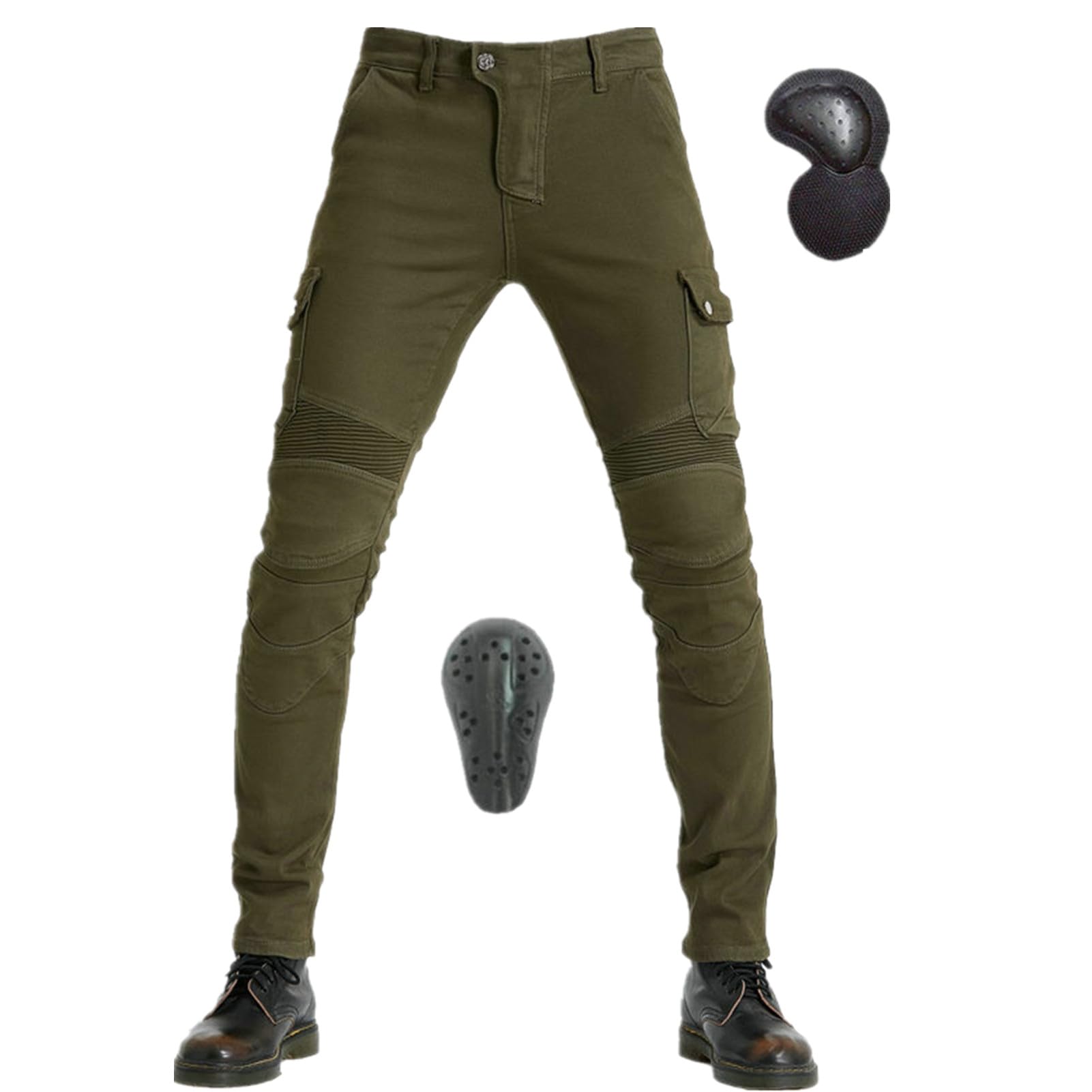 HOMDECR Motorradhose Herren/Damen, Aramid-Gewebe Stretch Jeans Hosen Herren/Damen, Motorrad Hosen Herren Herren/Damen Mit Protektoren (Grün,L) von HOMDECR