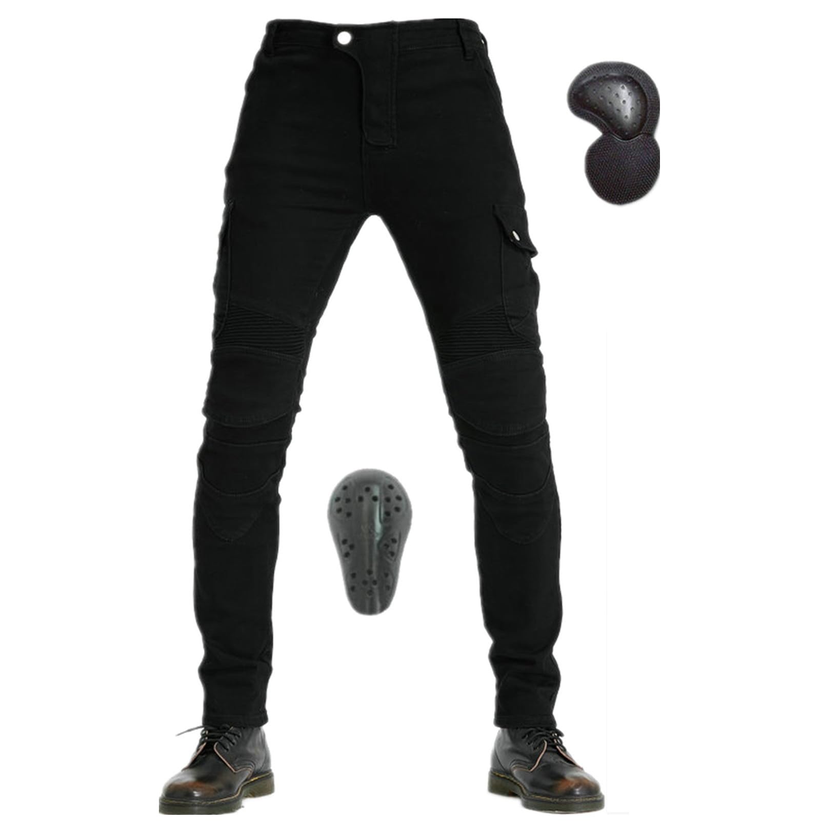 HOMDECR Motorradhose Herren/Damen, Aramid-Gewebe Stretch Jeans Hosen Herren/Damen, Motorrad Hosen Herren Herren/Damen Mit Protektoren (Schwarz,M) von HOMDECR