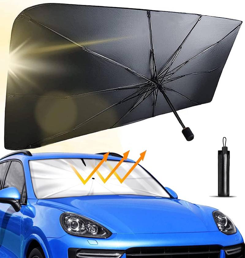 Sonnenschutz Frontscheibe Innen Auto 125X65cm Sonnenschirm UV Schutz UPF 50 Frontscheibe Sonnenrollo Auto Hitzeschutz Sonnenblende Windschutzscheibe - Size-L von HOME KOKO LOOK