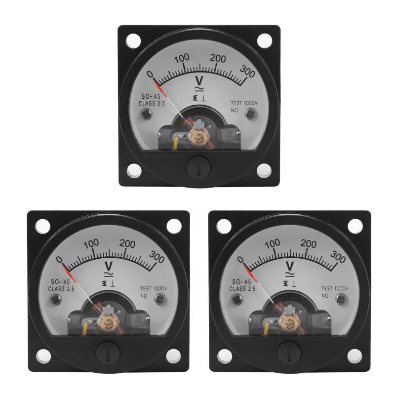 HOMEDEK 3X AC 0-300V Runde Analoge Einwahl Panel Meter Anzeigengeraet Fuer Volt Schwarz von HOMEDEK