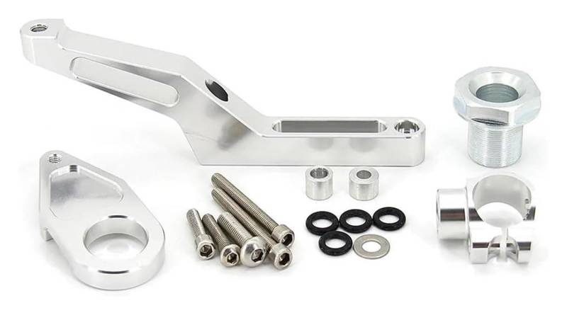 Für Kawa&saki ZX6R ZX-6R 2009-2019 Motorrad Einstellbare Lenkung Stabilisieren Dämpfer Halterung Mount Kit Stabilisator Dämpfer Lenkungsdämpfer(Silber) von HOMRMBUBP