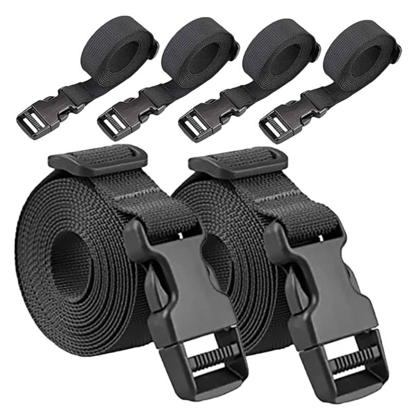 HOMSFOU 6st Outdoor-gepäckgurte Gepäckverzurrung Im Freien Tri-Glide-träger Gepäckgürtel Bindebindegurt-spanngurt Kofferschnallengurte Schnallenriemen Verstellbar Rucksackgurte Black Nylon von HOMSFOU