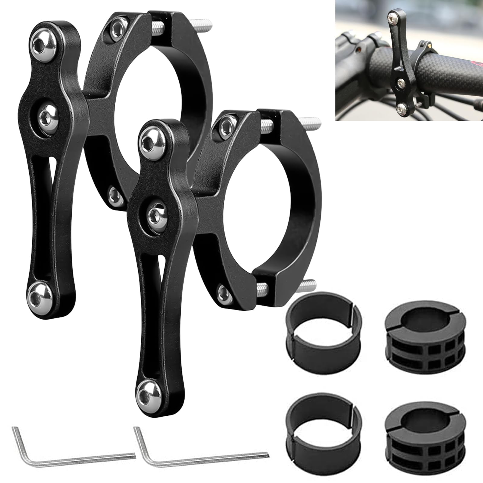 2 Stück Flaschenhalter Adapter Fahrrad: HOMURY Aluminum Universal Flaschenhalter Lenker Rack mit Inbusschlüssel, Fahrrad Trinkflaschenhalter für Fahrräder, Motorräder(Schwarz) von HOMURY