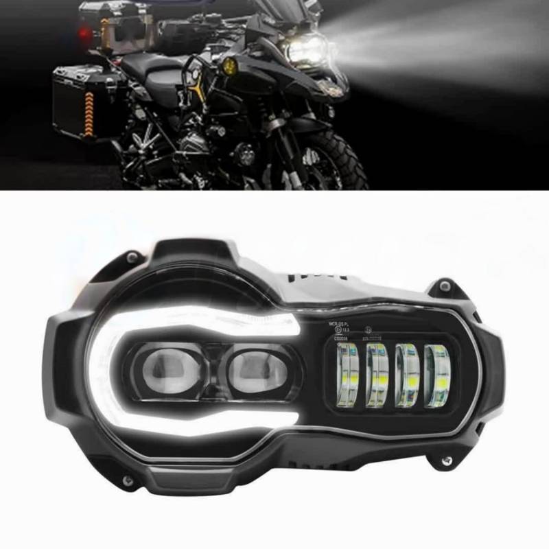 HOMXDBCM Motorrad Scheinwerfer Baugruppe für R1200GS 2005-2012,Wasserdicht Stoßfest DRL Motorradzubehör von HOMXDBCM