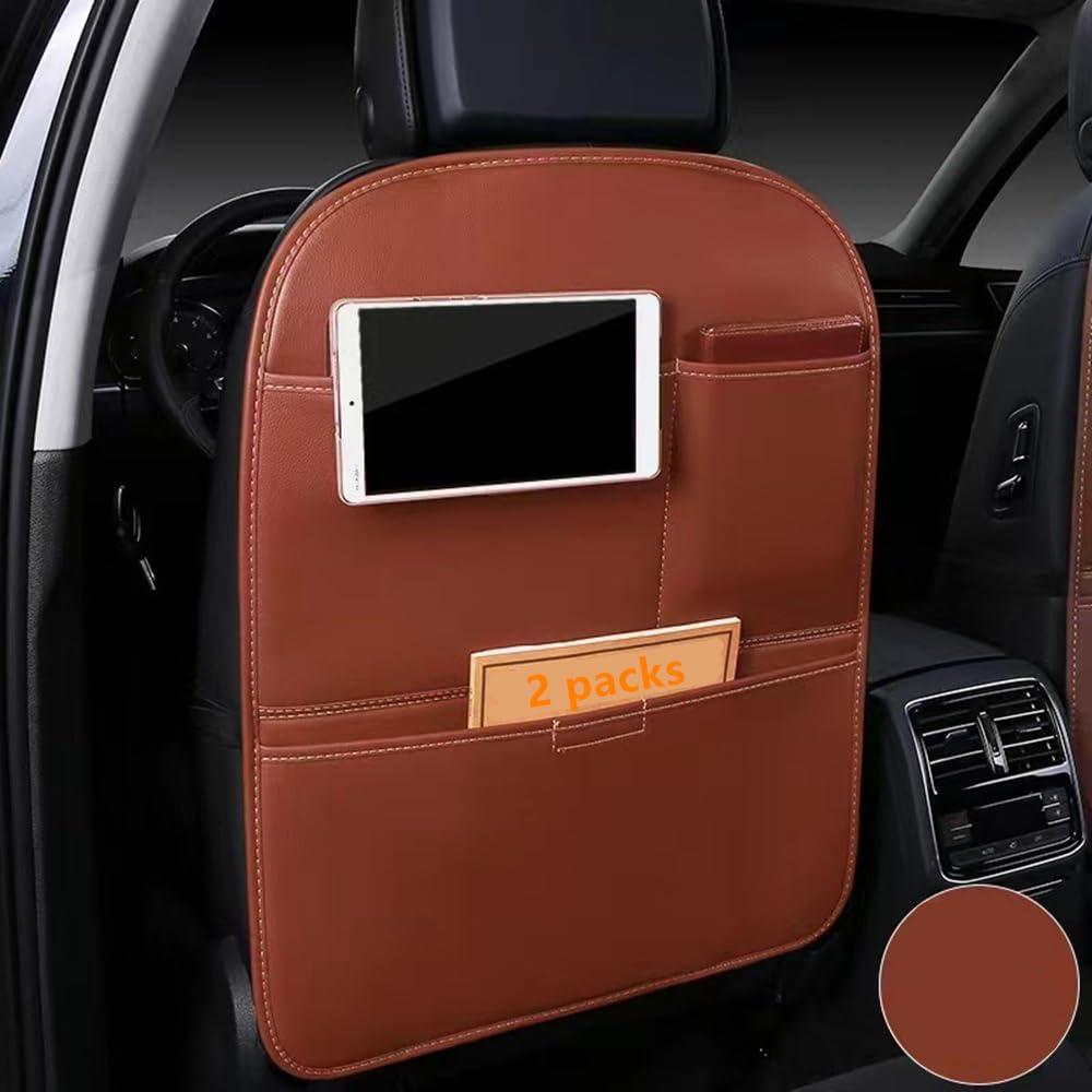 HONCENMAX Auto Rückenlehnenschutz, Rückenlehnen Kinder Rücksitztasche, Große Taschen und iPad Fach, Auto Rücksitz Organizer, Wasserfester Autositz Rückenschutz, Kick-Matten-Schutz [2 Stück] von HONCENMAX