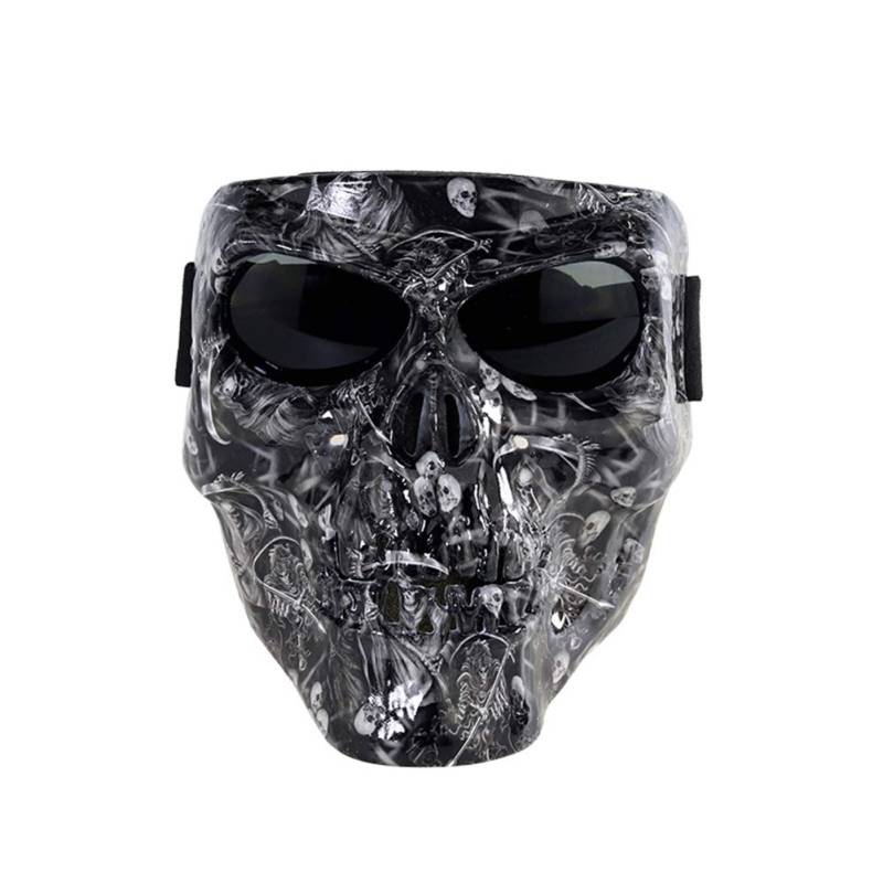 HONCENMAX Motorrad-Schutzmaske, mit polarisierten Brillengläsern, Skimaske, Taktische Maske Totenkopf Maske - Mit Winddichte Reitbrille für Airsoft Paintball Halloween von HONCENMAX