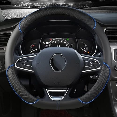 Lenkradschoner Auto-Lenkradabdeckung Leder Für Renault Für Trafic Für Talisman Für Twingo Für Kaptur Lenkradbezug (Farbe : D shape blue) von HONGOUBAIHUO