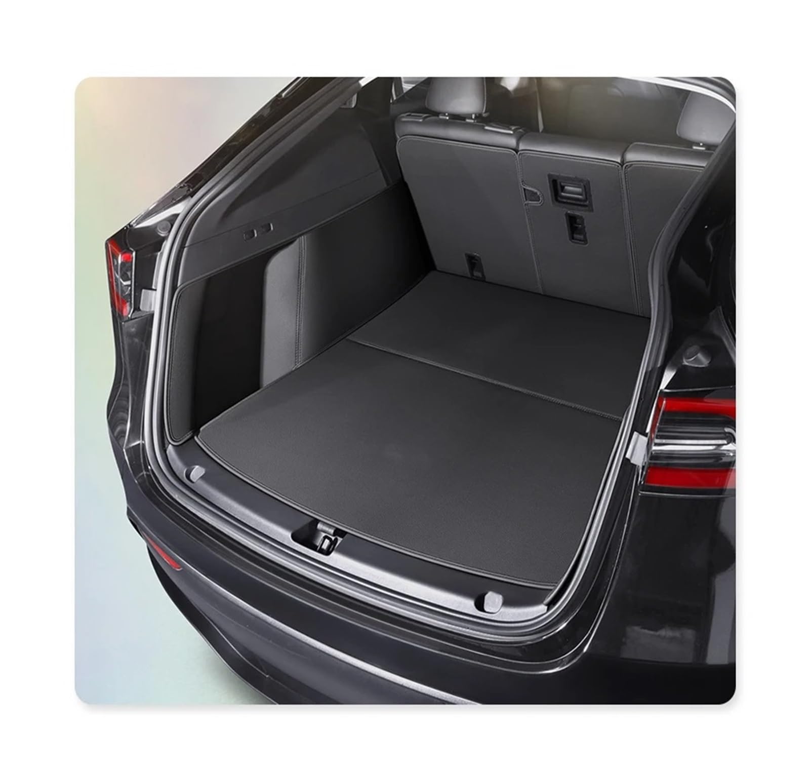 Auto Kofferraummatte Für Tesla Für Modell 3 Auto Benutzerdefinierte Kofferraum Matte Langlebig Leder Teppich Zurück Speicher Trunk Cargo Matte Kofferraumschutz Zubehör(Black) von HONGSHIZI