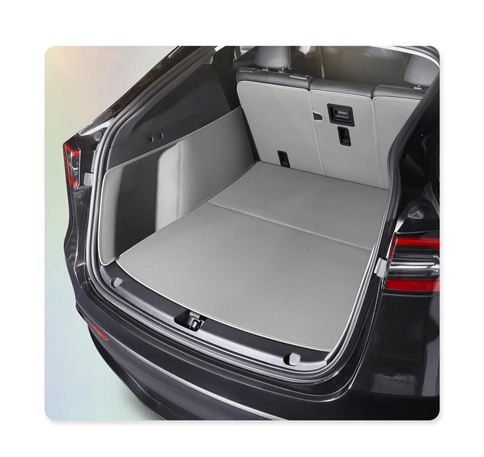 Auto Kofferraummatte Für Tesla Für Modell 3 Auto Benutzerdefinierte Kofferraum Matte Langlebig Leder Teppich Zurück Speicher Trunk Cargo Matte Kofferraumschutz Zubehör(Gray) von HONGSHIZI