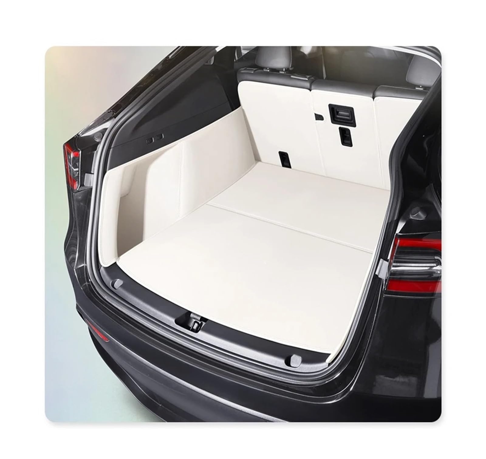 Auto Kofferraummatte Für Tesla Für Modell 3 Auto Benutzerdefinierte Kofferraum Matte Langlebig Leder Teppich Zurück Speicher Trunk Cargo Matte Kofferraumschutz Zubehör(White) von HONGSHIZI