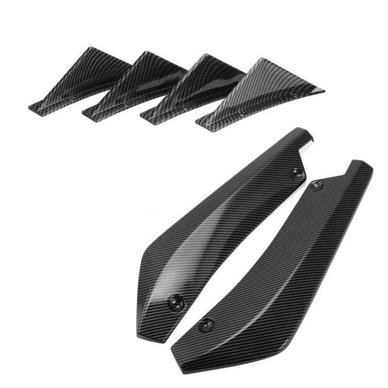 Auto Schwanz Spoiler Flügel Für A4 B8 A5 A6 40CM Splitter Abdeckung Gebogene Diffusor Hinten Stoßstange Shark Fins Spoiler Set Auto Zubehör Universal 6PCS Dachspoilerflügel(Carbon Fiber Look) von HONGSHIZI