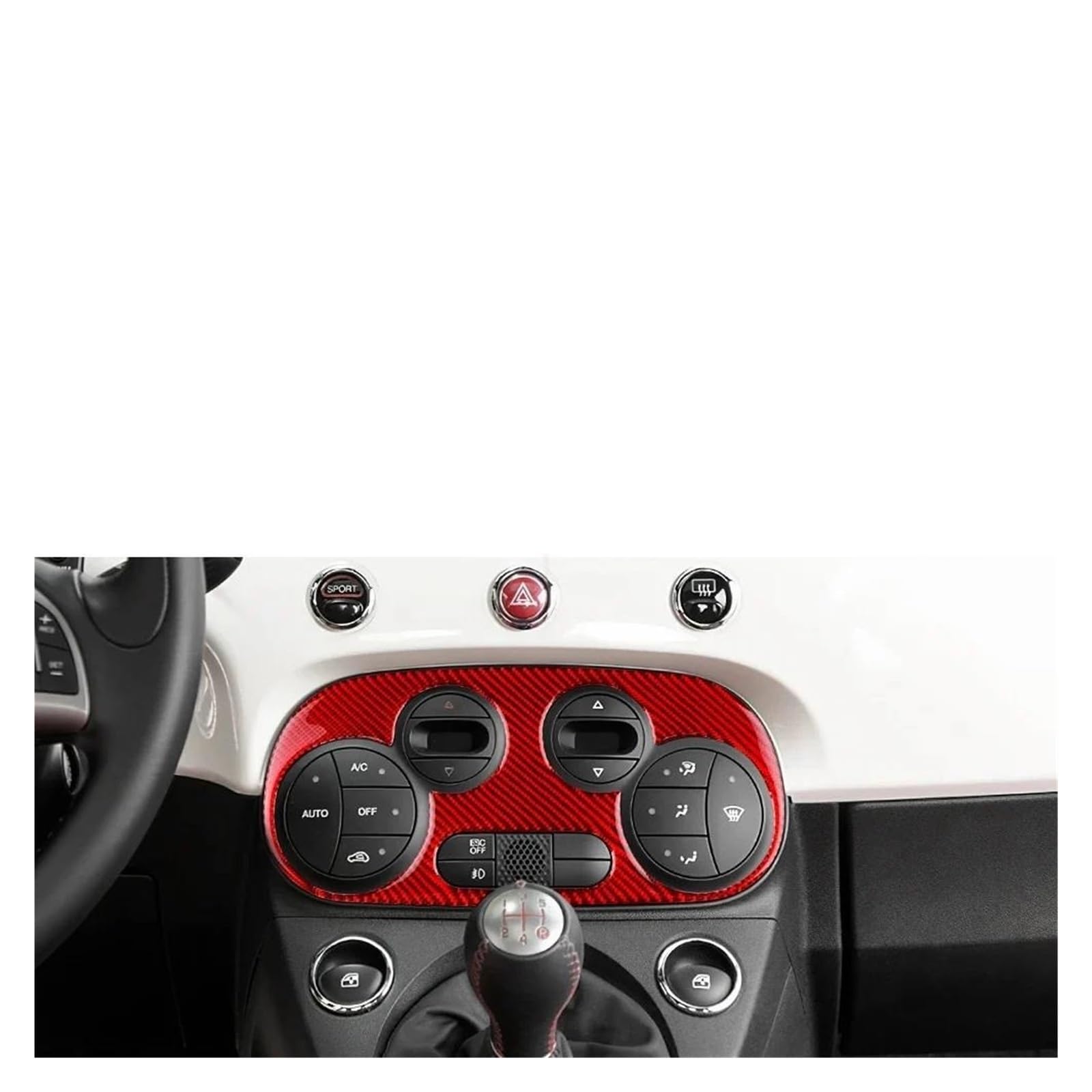 Control Panel Aufkleber Für Fiat 500 Für Abarth 595 2012-2015 2016 2017 2018 2019 2020 2021 2022 2023 Für Abarth 695 2017 2018 2019 2020 2021 2022 2023 AC Trim Aufkleber Mittelkonsole Trim(Digital cli von HONGSHIZI