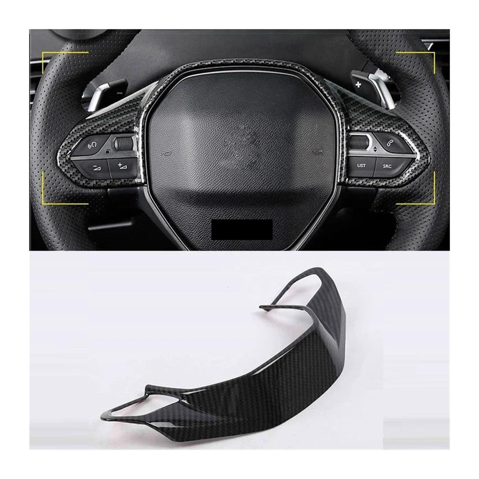 Control Panel Aufkleber Für Peugeot 3008 5008 Für GT 3008GT 5008GT 2017 2018 2019 2020 2021 2022 2023 Auto Lenkrad Taste Panel Abdeckung Trim Zubehör Mittelkonsole Trim(Carbon Fibre) von HONGSHIZI