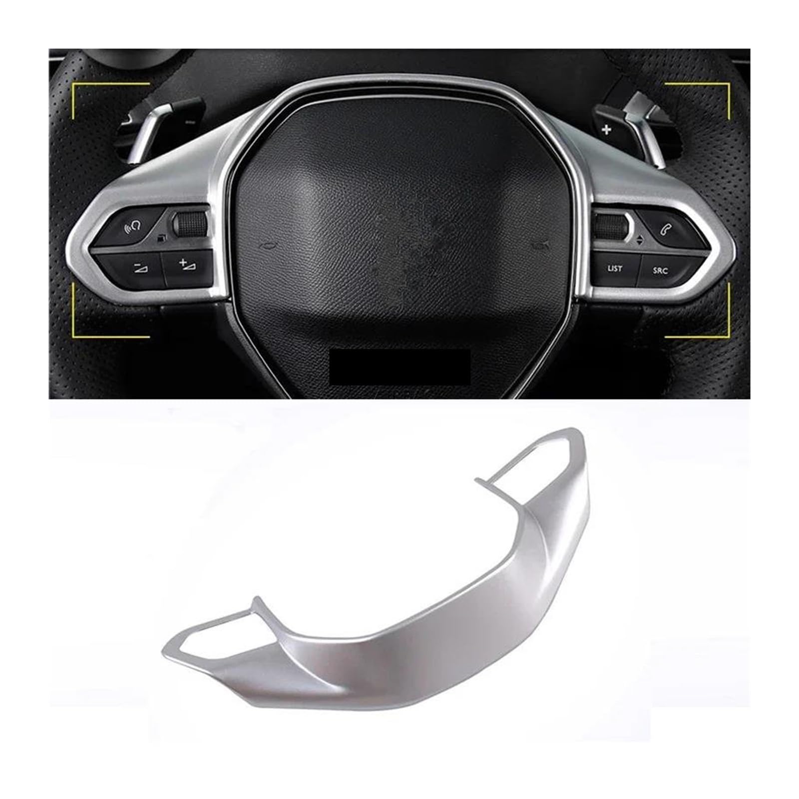 Control Panel Aufkleber Für Peugeot 3008 5008 Für GT 3008GT 5008GT 2017 2018 2019 2020 2021 2022 2023 Auto Lenkrad Taste Panel Abdeckung Trim Zubehör Mittelkonsole Trim(Silver) von HONGSHIZI