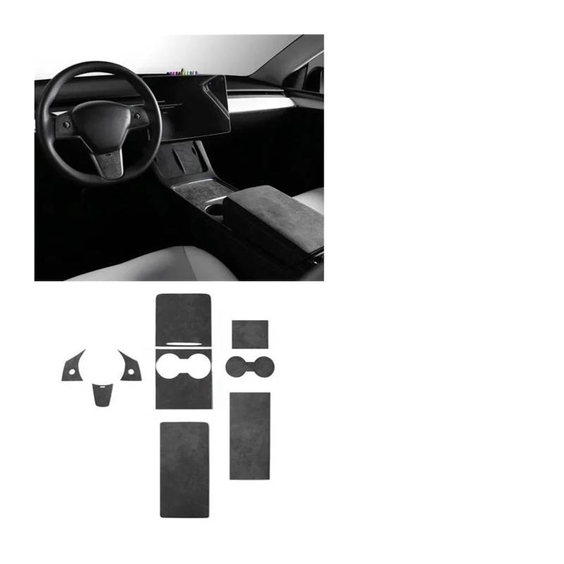 Control Panel Aufkleber Für Tesla Für Modell 3 Für Y 2019 2020 2021 2022 2023 Auto Center Konsole Panel Trim Abdeckung Aufkleber Innen Tuning Mittelkonsole Trim(Solid Black 9PCS) von HONGSHIZI