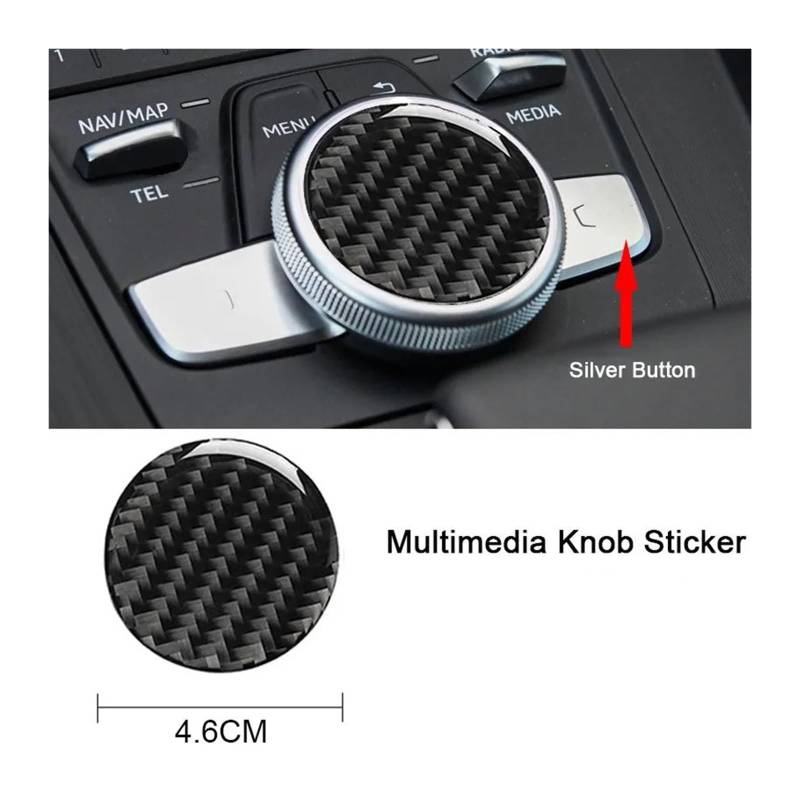 Interieur Mittelkonsole Für A4 B9 A5 A6 C7 A3 2012 2013 2014 2015 2016 2017 2018 2019 Carbon Fiber Auto Multimedia Knopf Aufkleber Zentrale Steuerung Aufkleber Decor Control Panel Aufkleber(46mm For A von HONGSHIZI