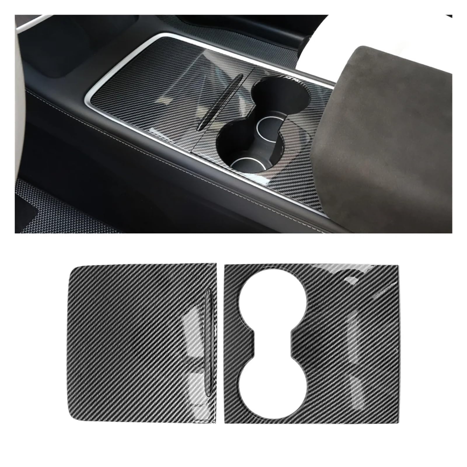 Interieur Mittelkonsole Für T&esla Für Modell 3/Y 2021 2022 2023 Auto Zentrale Steuerung Panel Abdeckung Trim Schutz Film Innen Dekoration Konsole Aufkleber Zubehör Control Panel Aufkleber(Bright Carb von HONGSHIZI