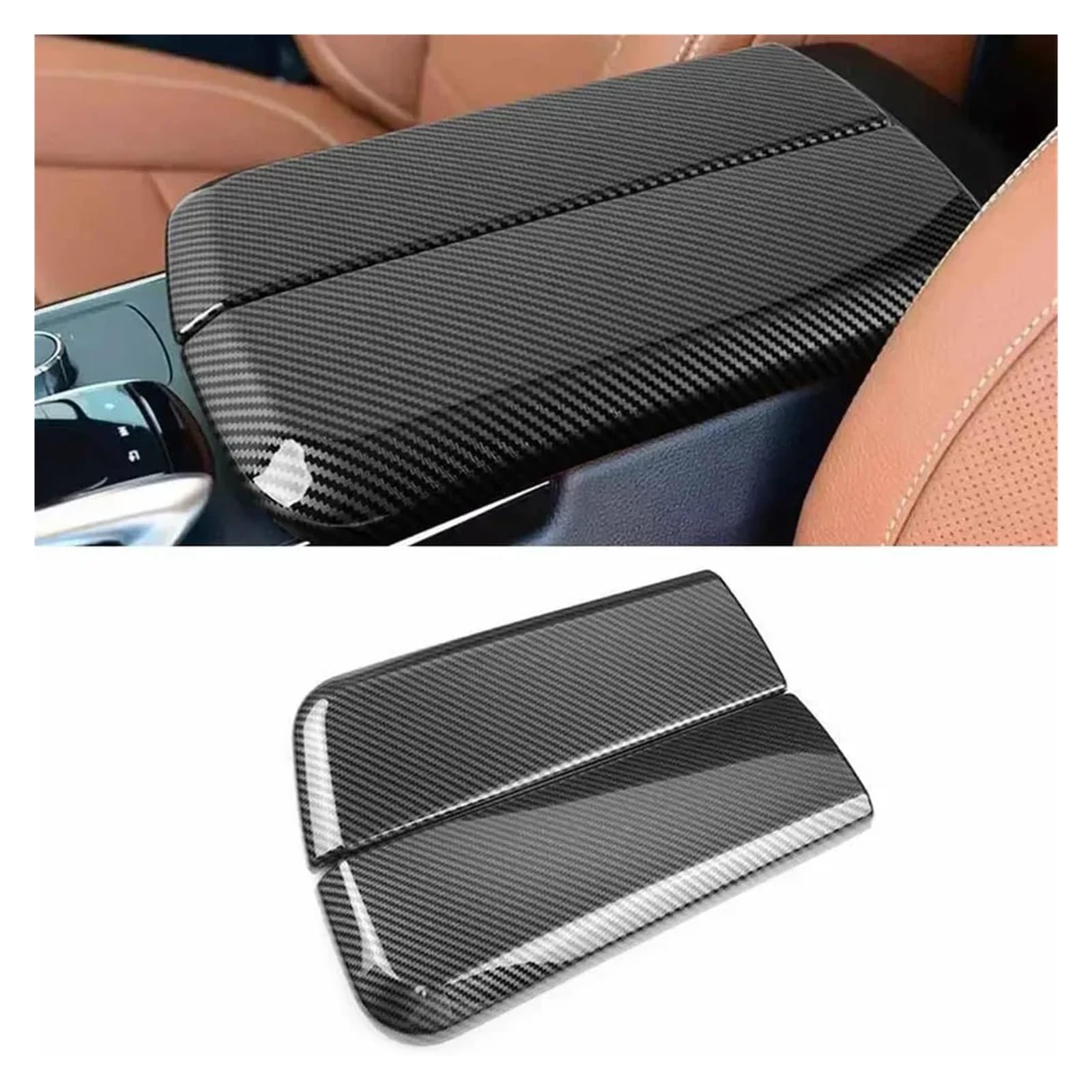 Auto Innendekoration 2Pcs Für Benz Für GLS Für GLE Klasse X166 W166 Armlehne Box Abdeckung Aufkleber Carbon Fiber Car Center Armlehne Box Panel Abdeckung Auto Zubehör Innenraum(Type A) von HONGYISM