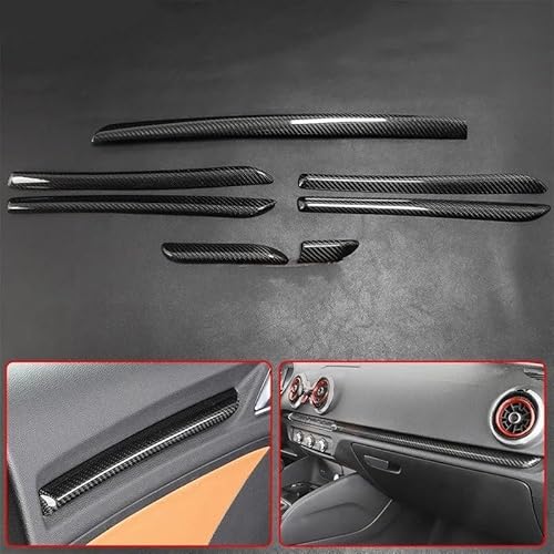 Auto Innendekoration 3PCS LHD Und RHD Auto Interior Center Konsole Getriebe Shift Panel Trim Abdeckung Für A3 8V S3 RS3 2014-2018 Carbon Faser Zubehör Auto Zubehör Innenraum(Dashboard Door Trim,RHD) von HONGYISM