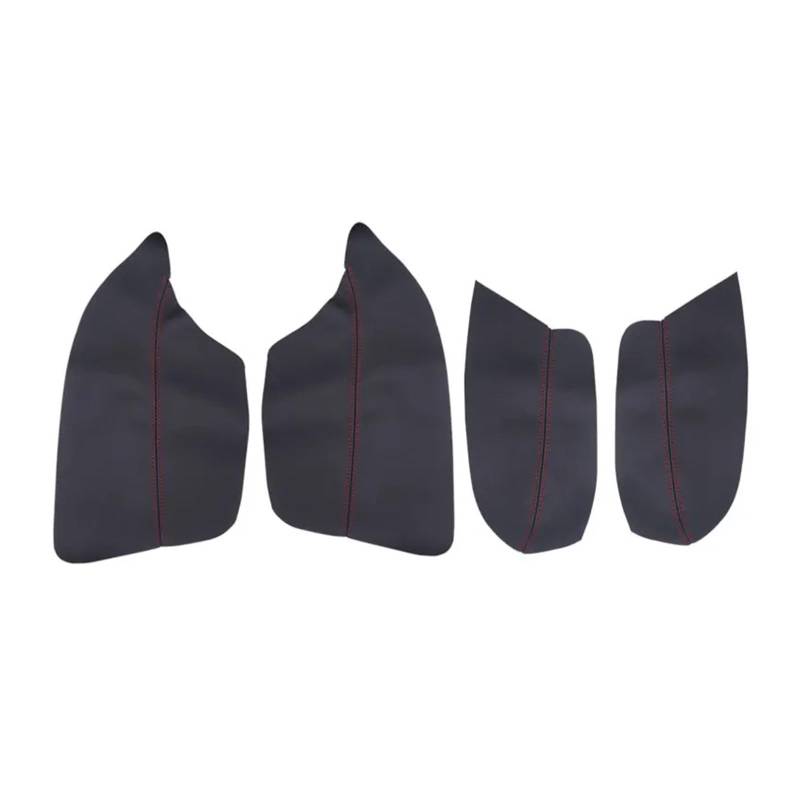 Auto Innendekoration 4PCS Für Mitsubishi Für ASX 2013 2014 2015 2016 Innen Mikrofaser Leder Tür Panel Armlehne Abdeckung Schutz Trim Auto Zubehör Innenraum(4X Black with red) von HONGYISM