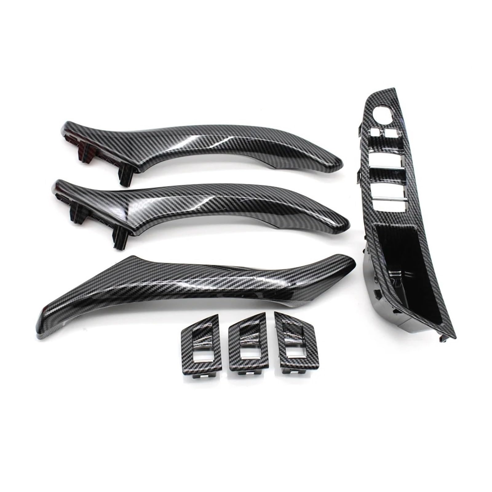 Auto Innendekoration 7PCS Set Für 5 Series F10 F11 520i 523i 525i 528i 530i 535i 2010-2017 LHD RHD Carbon Faser Auto Innen Tür Griff Ziehen Auto Zubehör Innenraum(RHD Assembly Set) von HONGYISM